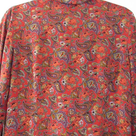 Saint Tropez Top Floral Paisley Button Front Sz 8 - Picture 6 of 7
